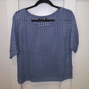 Forever 21 Blue Hole Design Sweater Shirt